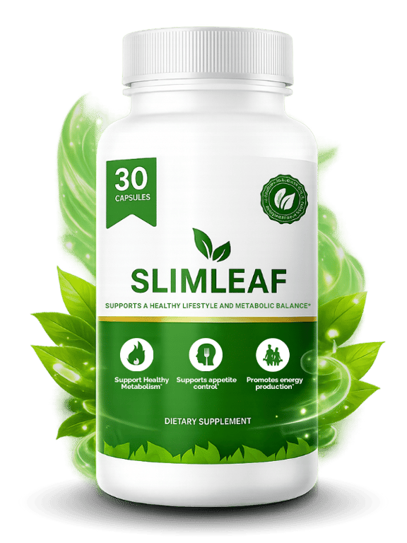 Flacon Slimleaf avec fond de feuilles vertes